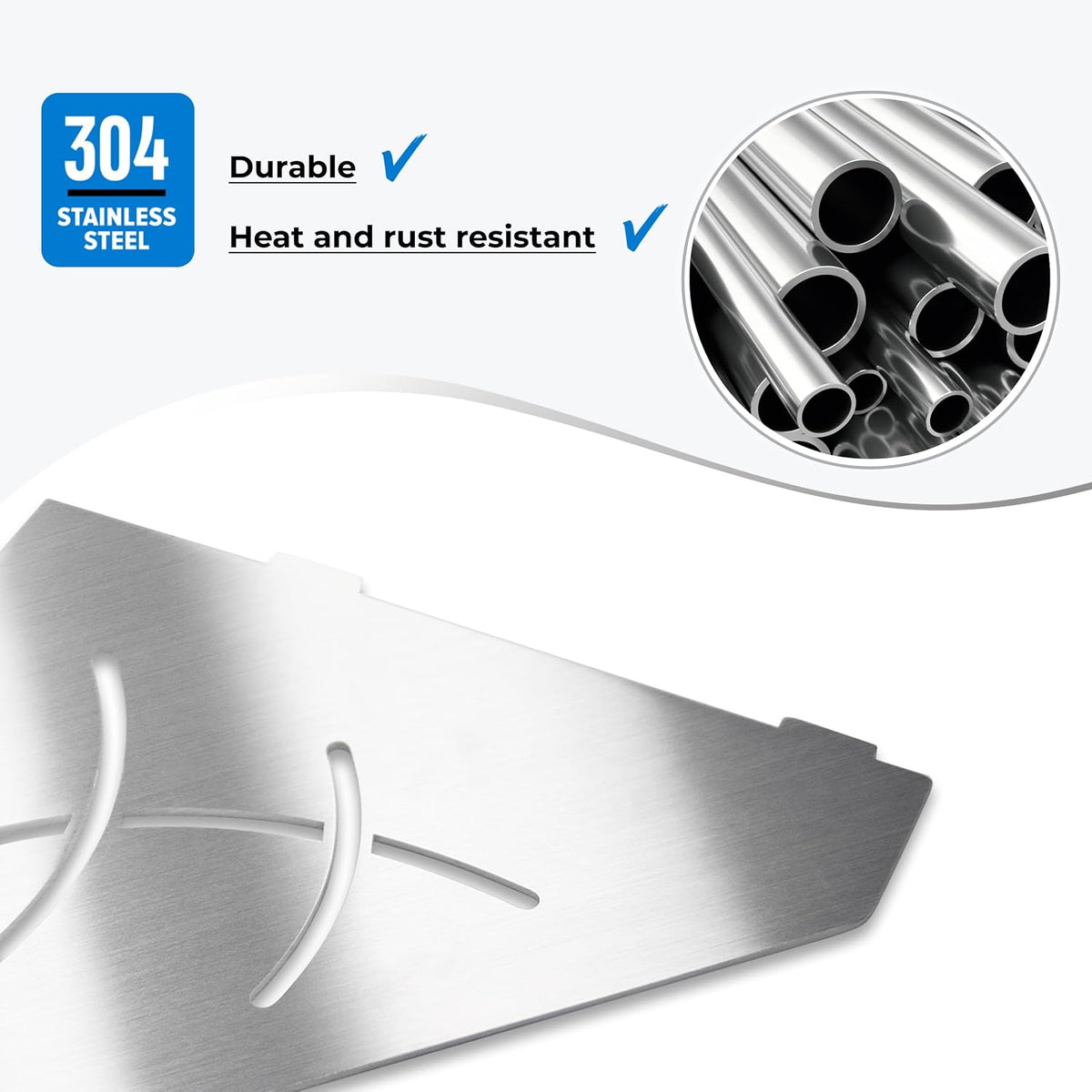 2-Pack 10" Brushed Nickel Recessed Corner Shower Shelf, for Tiled