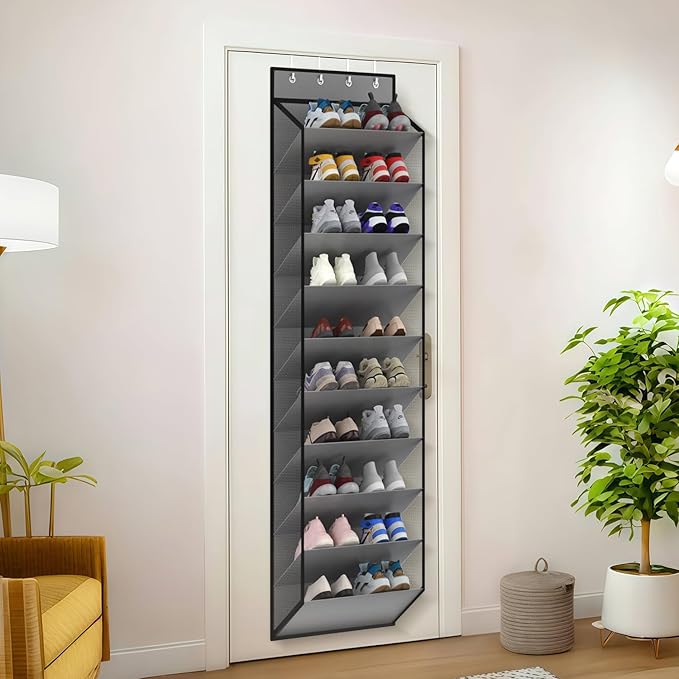 KEEPJOY 10 Tiers Mesh Over Door Shoe Organizer Storage, Hanging Shoe Holder - Image 2