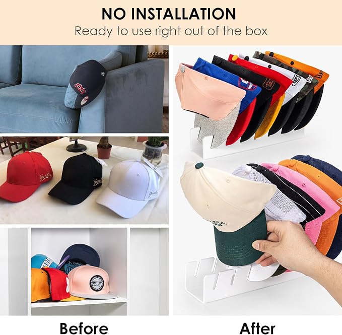 HAYVAN Hat Organizer for Baseball Caps 2024 New 2 PCS, No Install Acrylic Hat - Image 3