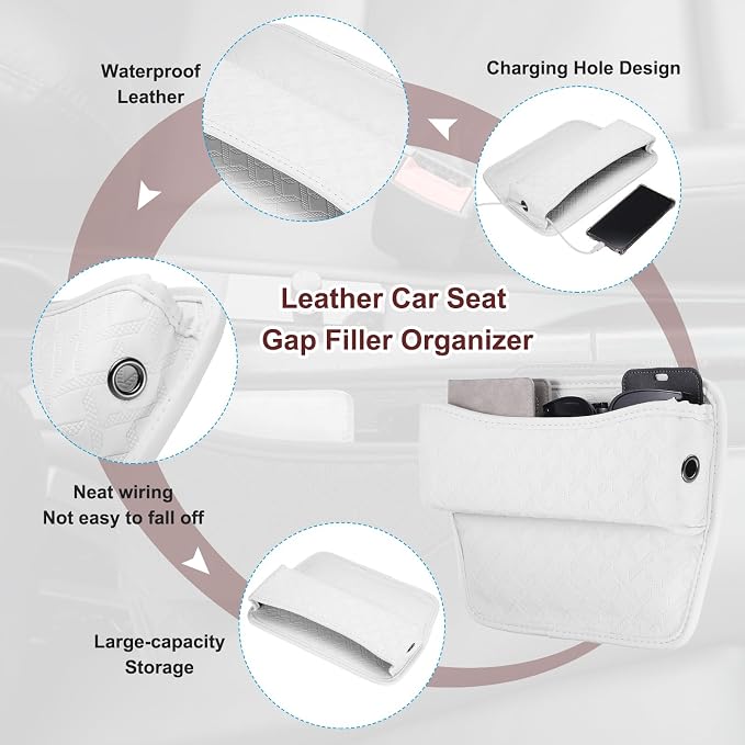 HARFINGTON 2pcs Car Seat Gap Filler Organizer 11.5 x 8 x 2.1 Inch Leather - Image 3