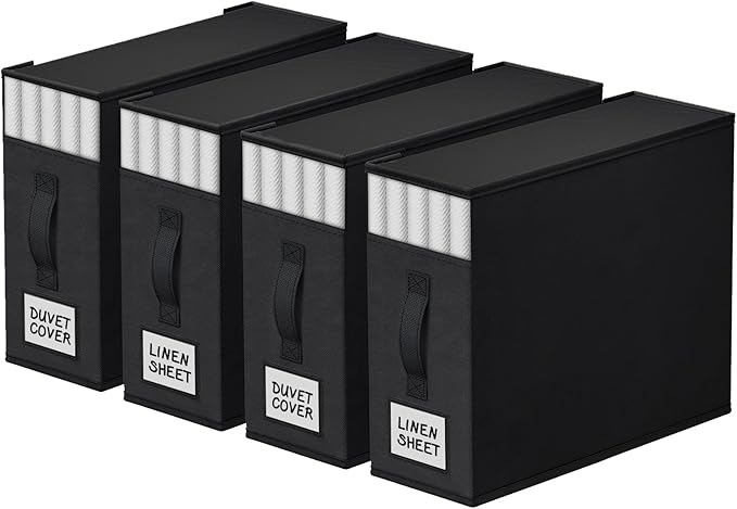 4 Pack Bed Sheet Closet Organizers and Storage, Sturdy Foldable Storage by StorageTastic