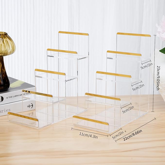 Purse Display Stands, 2 Pack 4-Tier Acrylic Wallet Holder Risers Stand - Image 3