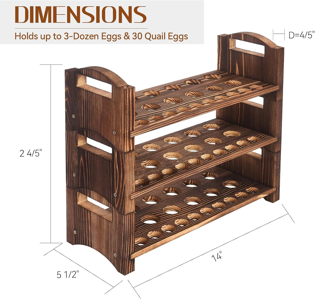 Wooden Egg Holder 3 Layer Fresh Egg Rack Holders Countertop Stackable