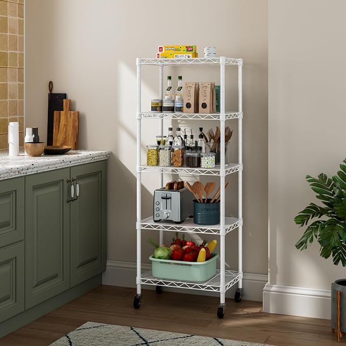 Small 5 Tier Shelves Storage Wire Shelving Unit Metal Shelf Adjustable - Image 2