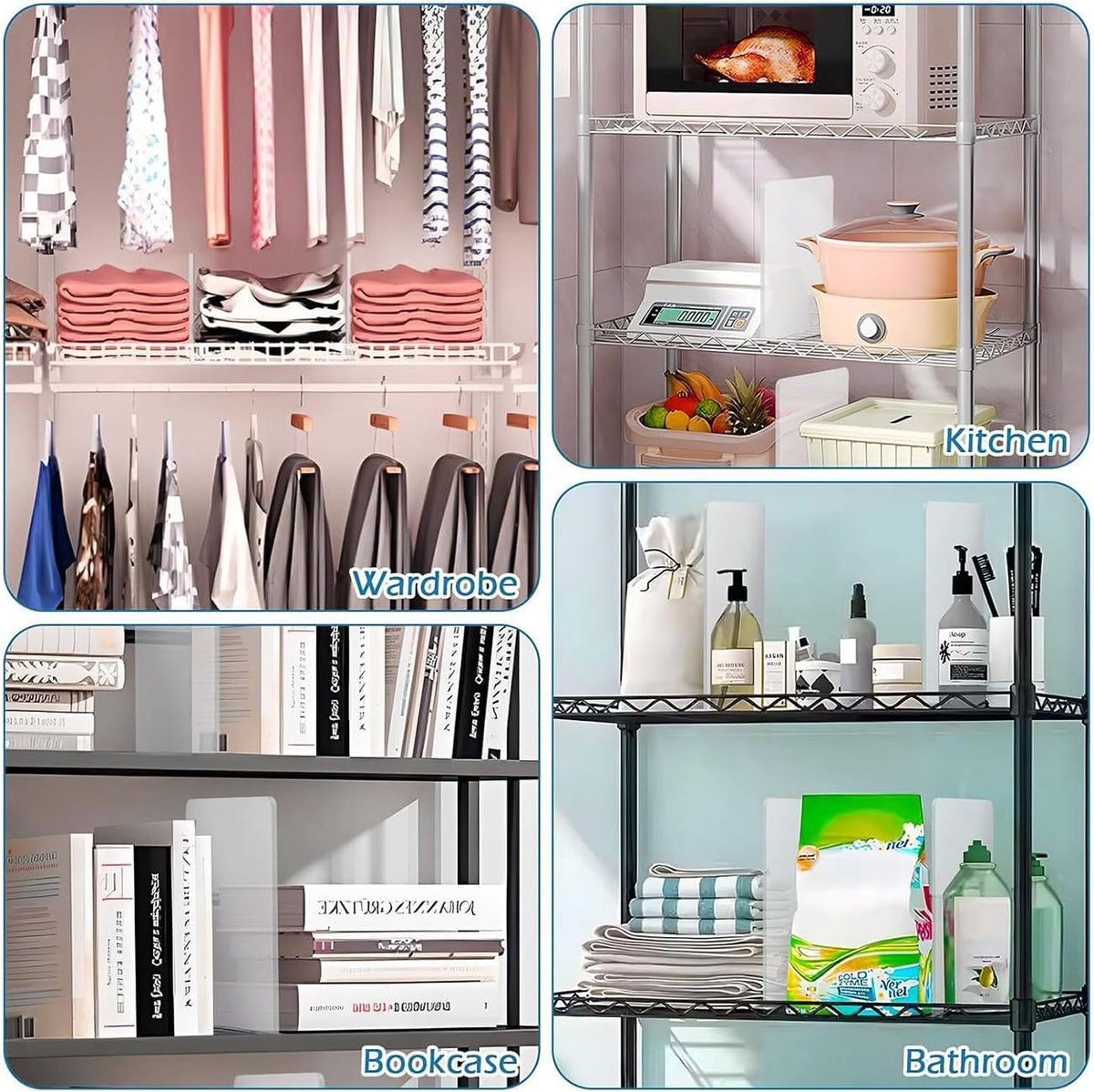 8 Pack Shelf Dividers for Wire Shelves, Acrylic Clear Closet