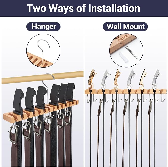 Belt Hanger Organizer for Closet: Ohuhu 2 in 1 Wall Mount Hanger 14 Slots+13 - Image 2