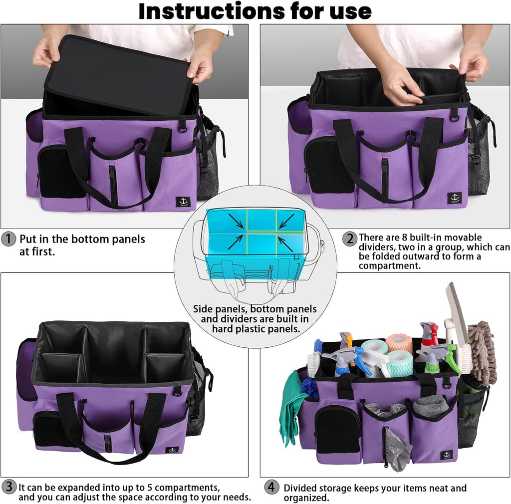 Cleaning Caddy Bag Built-in hard plastic sheet Adjustable Shoulder