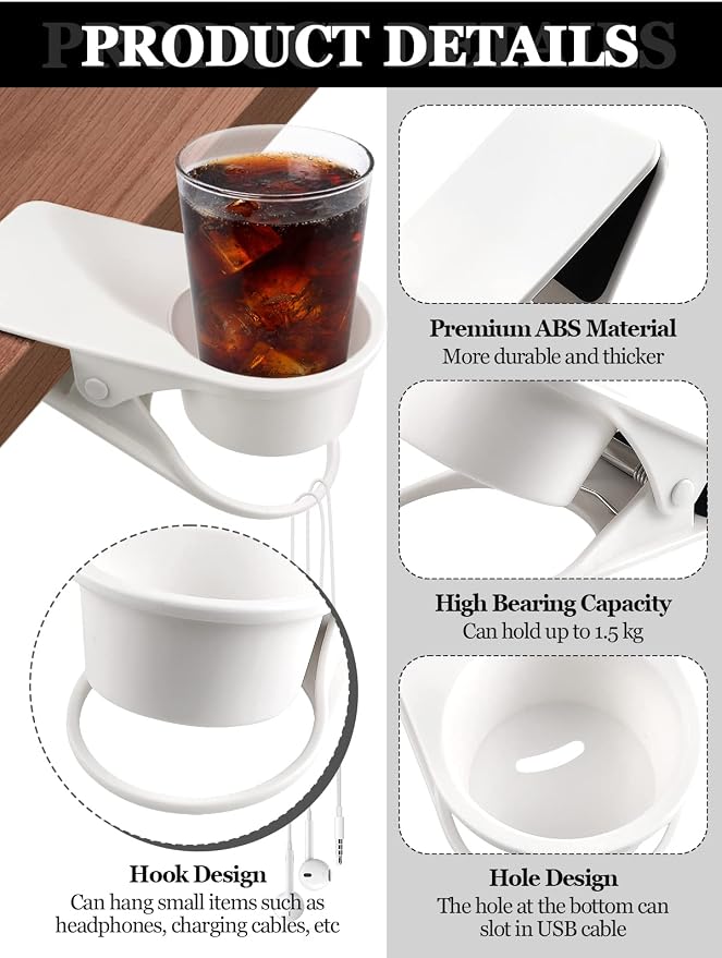 Kalolary Drinking Cup Holder Clip- Chair and Table Bottle Cup Stand DIY Glass - Image 3