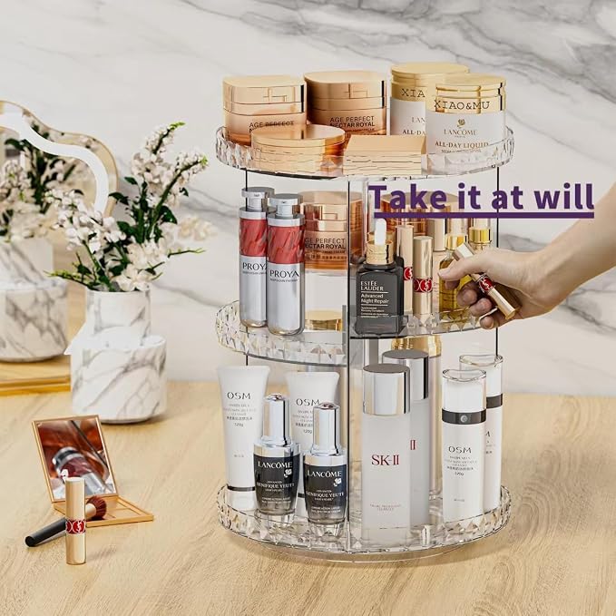 ZHIAI 360 Rotating Makeup Organizer, Large Capacity Cosmetics Organizer - Image 2