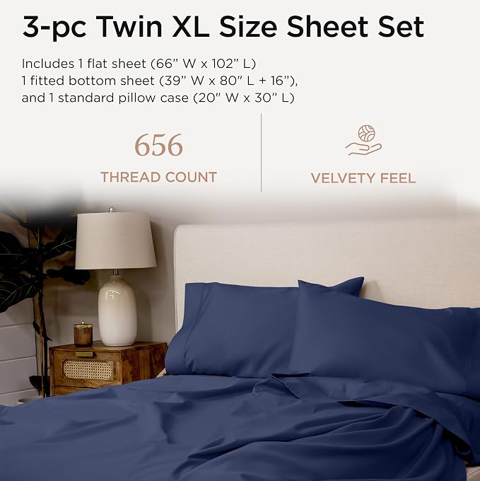 Threadmill Twin XL Sheet Sets |656 Thread Count 100% Supima Cotton Sheets - Image 2