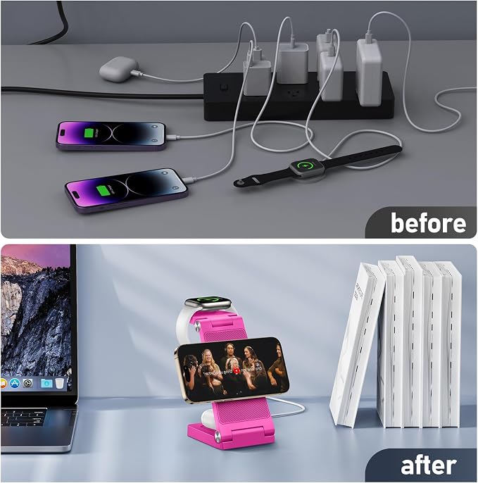 Magnetic Wireless Charger Stand, 3 in 1 Foldable Wireless Charging Station - Image 6