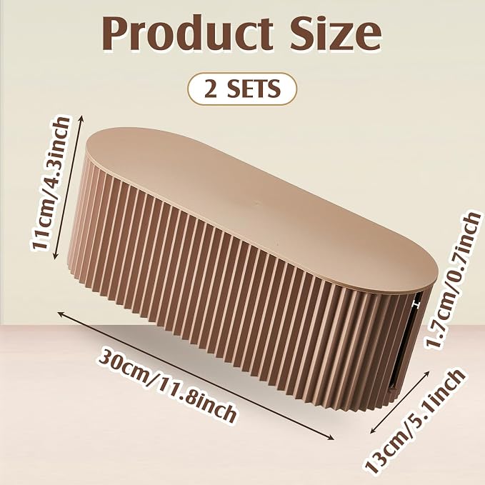 Marsui 2 Pcs Light Coffee Cable Management Organizer Box - Image 2
