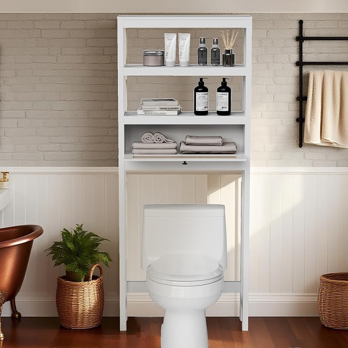 Over The Toilet Storage Cabinet, Behind Toilet Bathroom Organizer - Image 6