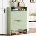 Shoe Storage Cabinet with 2 Flip Drawers, Farmhouse Shoe Organizer with Legs by RWYHG