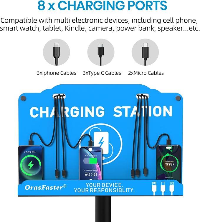 Floor Standing Cell Phone Charging Station Multi-Device Station - Image 3