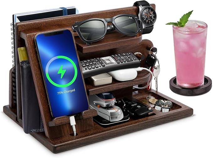 Gifts for Men Christmas, Wood Phone Docking Station, Mens Gifts for Birthday or by 1STKER