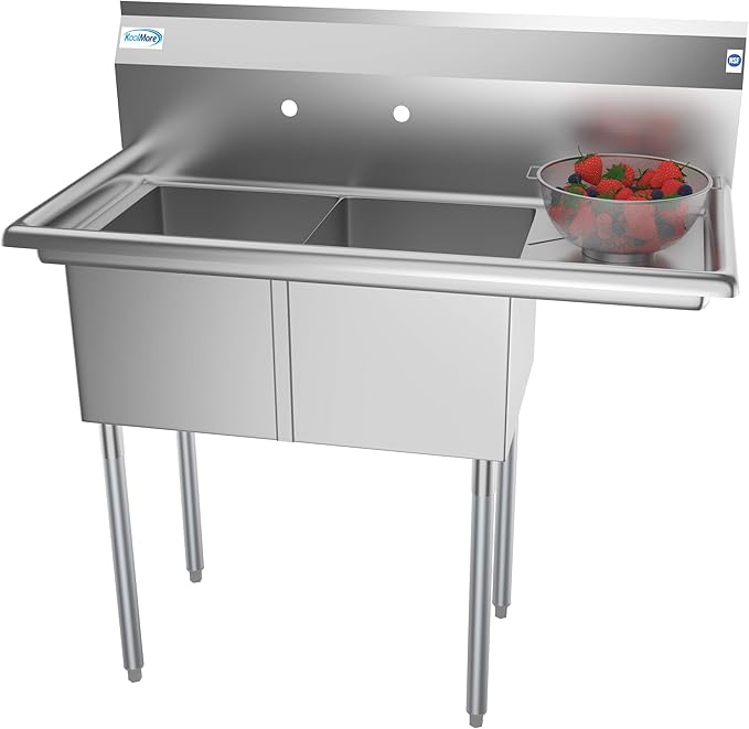 KoolMore 2 Compartment Stainless Steel NSF Commercial Kitchen Prep & Utility by KoolMore