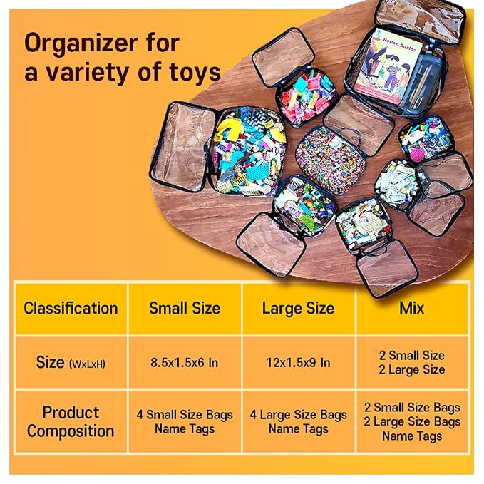 holay 4 Packs PVC Zippered Blocks Set, Board game Storage Organizer Case - Image 7