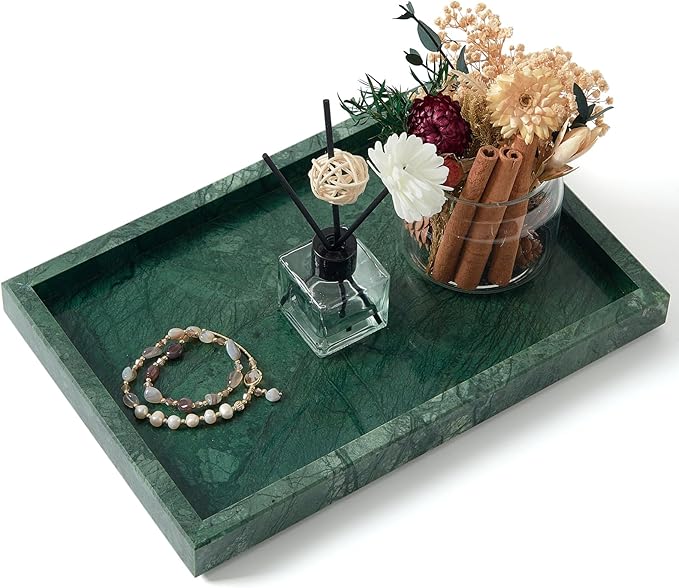 Green Marble Tray, Pure Natural Vanity Tray, Marble Trays by MULWRMarbleTray