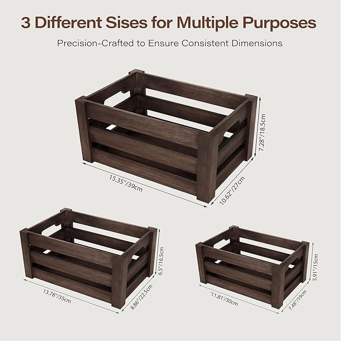 Rustic Wooden Storage Crates Set of 3 - Image 4