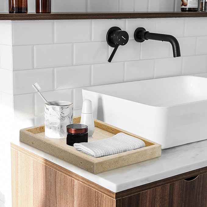 Travertine Tray, Bathroom Vanity Tray Non-Ceramic/Non-Resin, Marble Perfume - Image 5