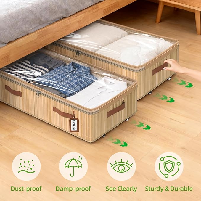 Livole 2 Pack Bamboo Under Bed Storage - Image 6
