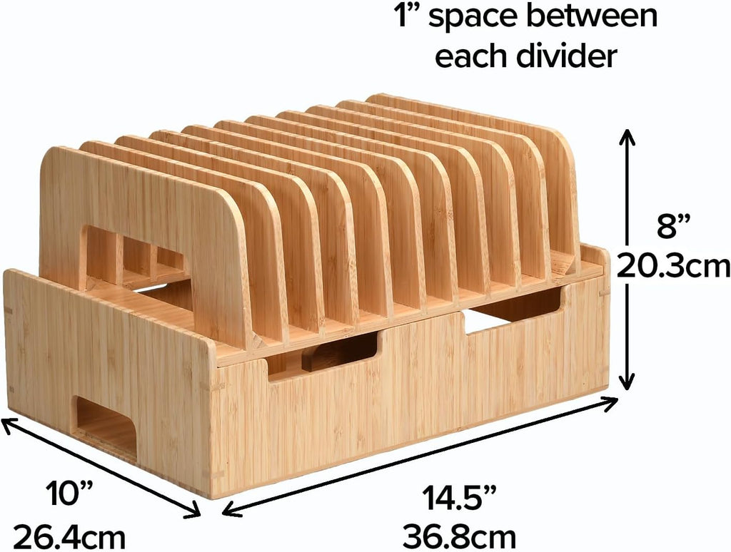 Bamboo 12-Port Charging Station & Docking Organizer for Smartphones &