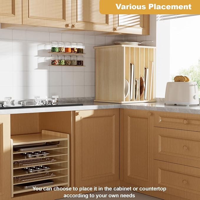 7 Tier Wooden Cookie Sheet Organizer - Image 6