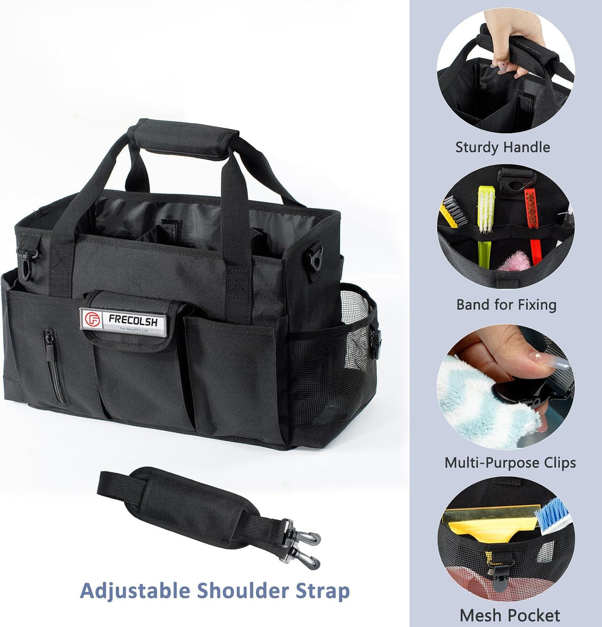 13" Cleaning Caddy for Cleaning Supplies, Cleaning Bag for