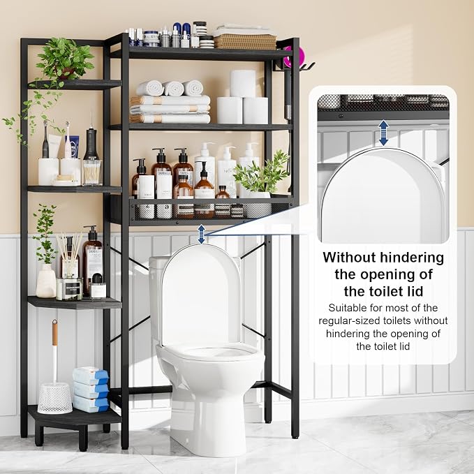K1 Heavy Duty 7-Tier Over The Toilet Storage（with Basket and Paper Hook） - Image 6