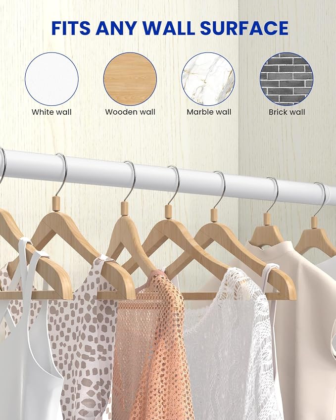 Closet Rods for Hanging Clothes, 17 to 54 Inches Stepless Adjustable Metal - Image 8