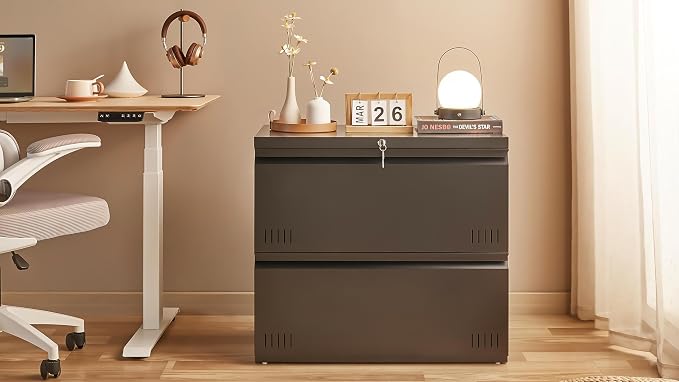 Metal File Cabinet with Lock, 2 Drawer Lateral File Cabinets - Image 2