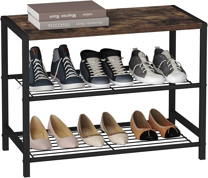 HOMEFORT 3-Tier Shoe Rack, Shoe Storage Shelf, Industrial Shoe Tower, Narrow by HOMEFORT