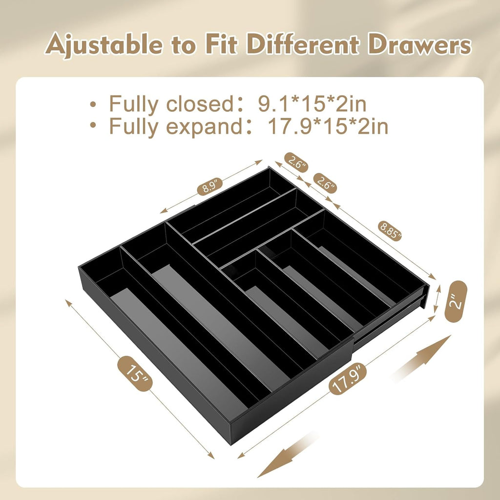 Briwooody Black Acrylic Drawer Organizer Expandable,7