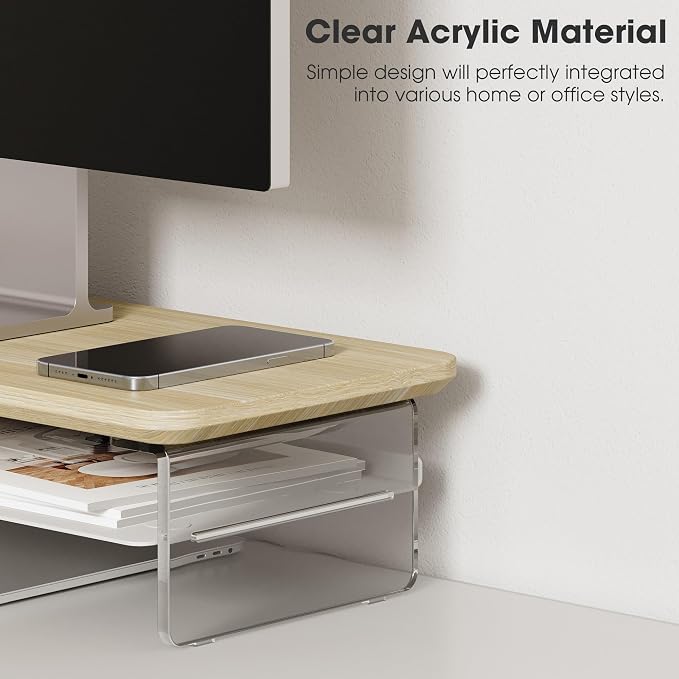 Fenge Acrylic Monitor Stand Riser, 23.6 Inches Monitor Stand - Image 3