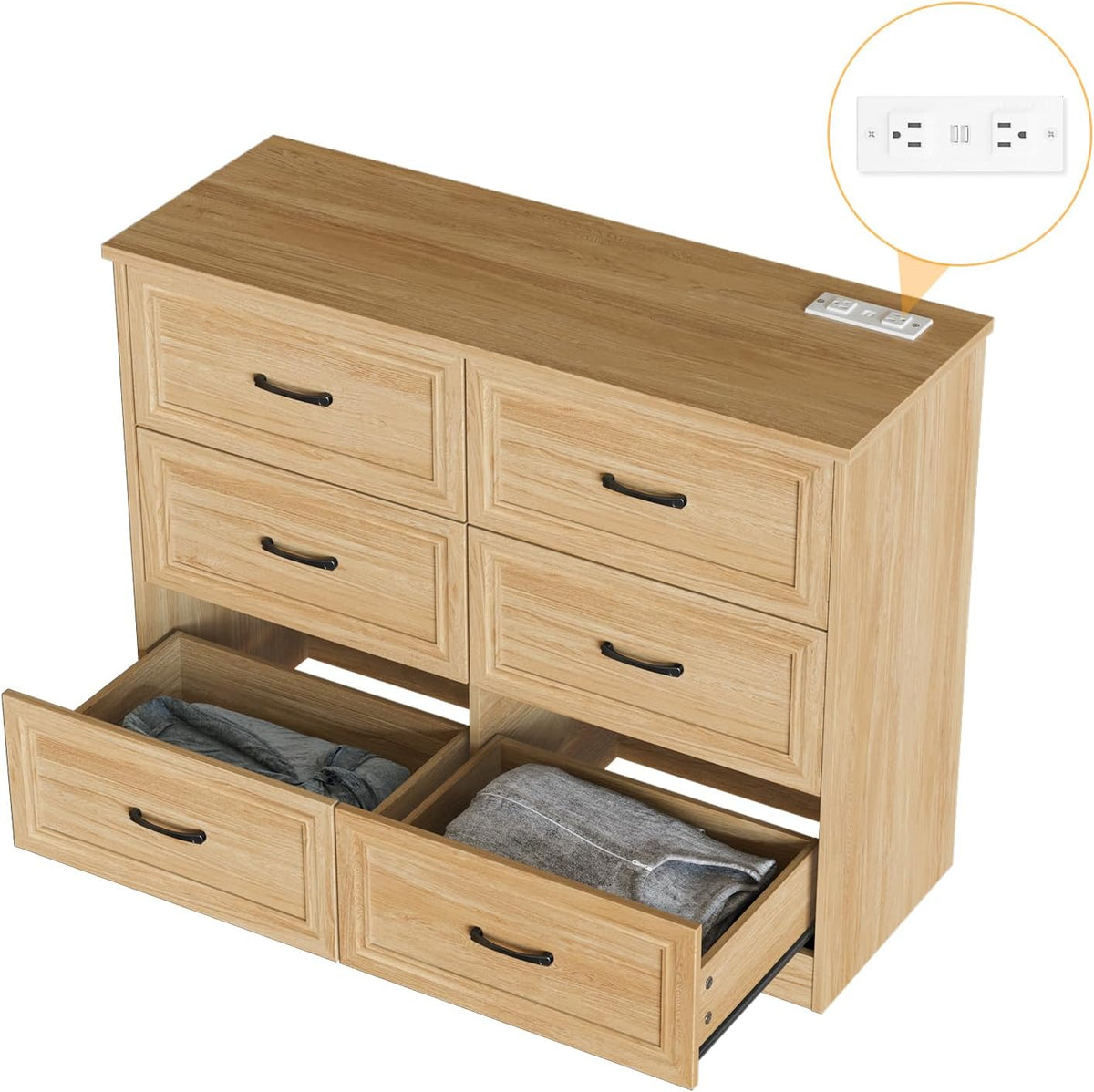 Fameill Dresser for Bedroom, 6 Drawer Wide Dresser Organizer with
