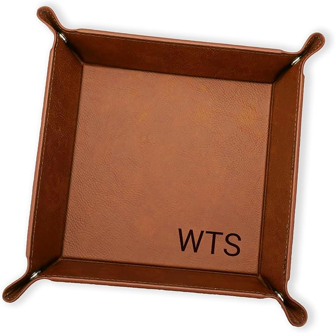 Personalized Valet Tray, Custom Engraved Leather Keys Tray by YayPersonalizedGifts