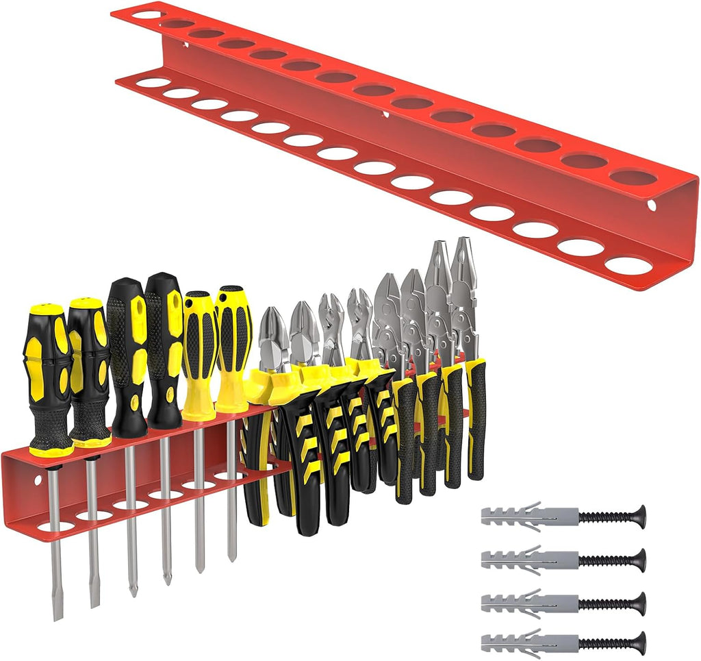 Screwdriver Plier Organizer Wall Mount,16" Screwdriver Holder,Red