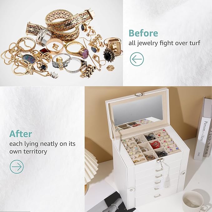BOOVO Jewelry Box For women, 6 Layer Large Jewelry Organizer - Image 6