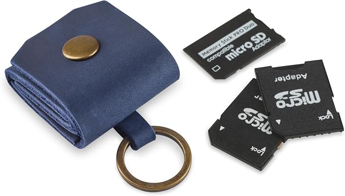 Leather SD Card Holder Keychain, SD Card Case Key Fob, Micro SD Card Holder by MAKYN