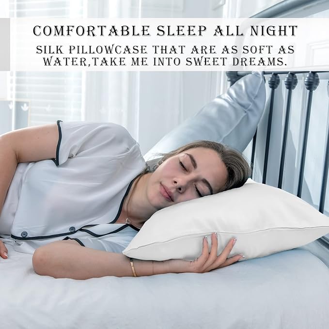 Silk Pillowcase for Hair and Skin, Breathable and Sliky 100% Silk Pillowcases - Image 6