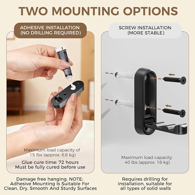 4-Pack Heavy Duty Zinc Alloy Folding Wall Hooks - Image 3