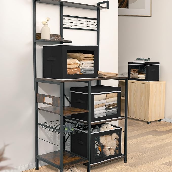 Storage Bins with Lids, 3 Pack Large Storage Cubes with Window, Closet Bins - Image 6