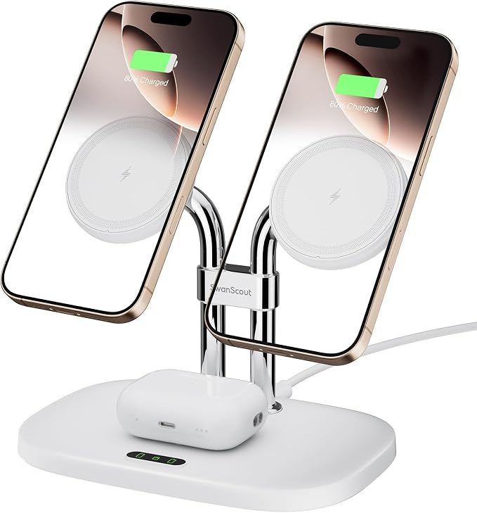 SwanScout Wireless Charger for iPhone Air/17, SwanScout 706M, Dual Magnetic by SwanScout