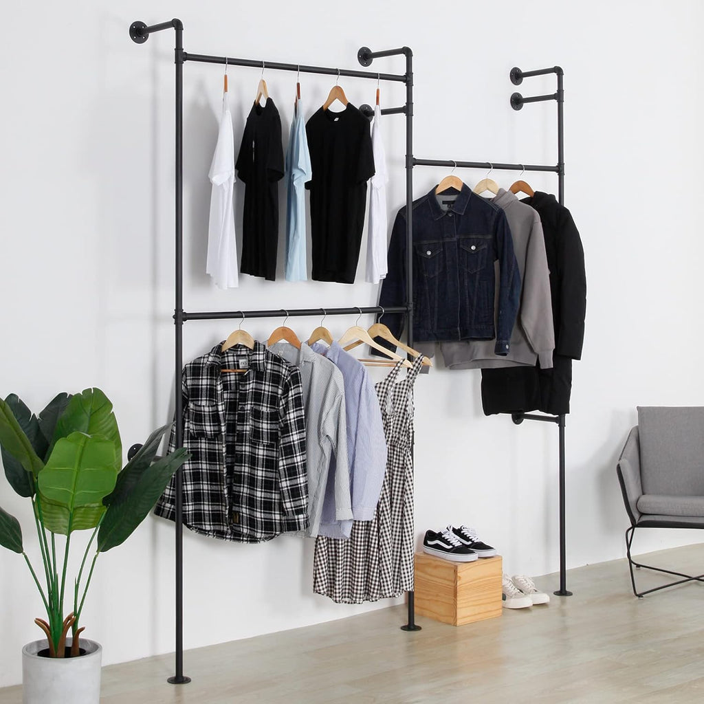 Wall Mounted Industrial Pipe Clothing Rack Garment Racks Pipeline