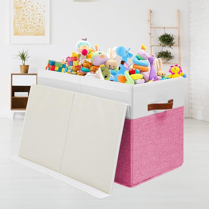 Large Toy Box with Lid, Sturdy Toy Storage Chest Bin Boxes Organizer Basket - Image 2