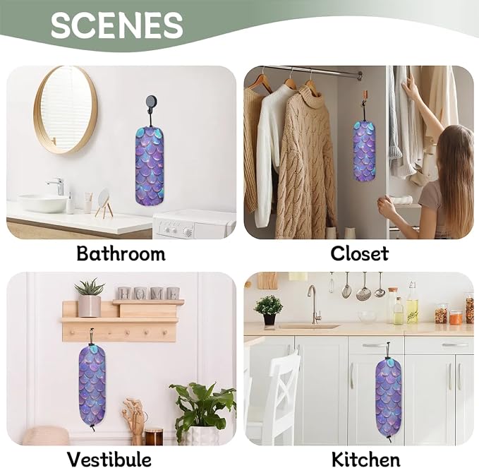 Purple Mermaid Scales Plastic Bag Holder 2 Pcs Grocery Bag Organizer Reusable - Image 6
