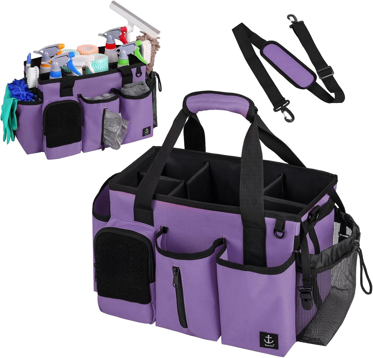 Cleaning Caddy Bag Built-in hard plastic sheet Adjustable Shoulder