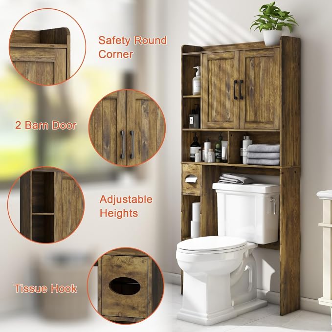 Vabches Over The Toilet Storage Cabinet, Farmhouse Storage Cabinet Over Toilet - Image 3