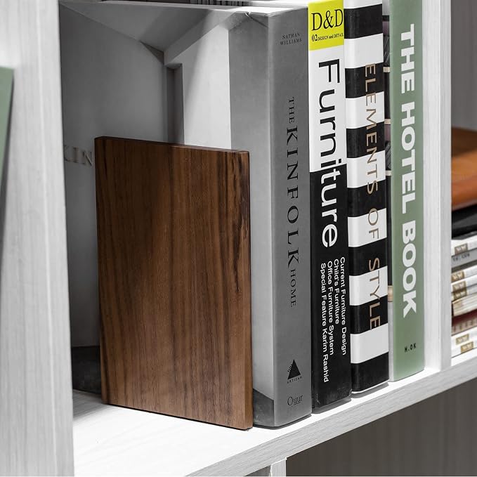 Muso Wood Handmade Walnut Book Ends, Non-Skid Bookends - Image 3